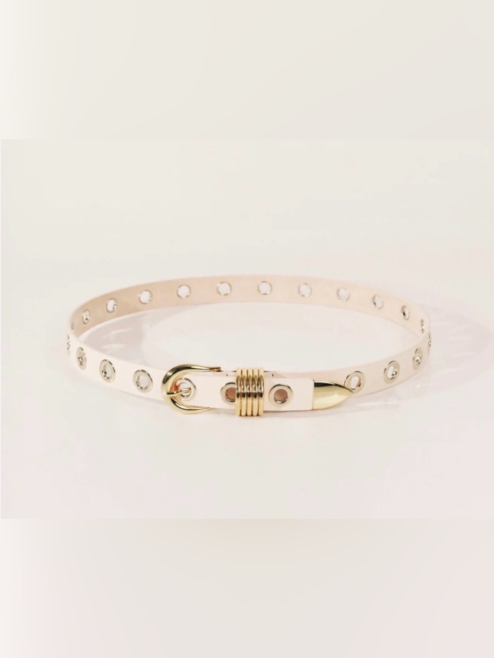 Dehanche Cream Grommet Belt with Gold Hardware